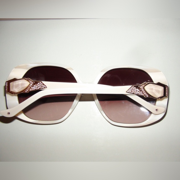 NWOC Judith Leiber Opal Cream Ivory Jeweled Sunglasses main image 6